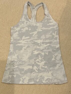 lululemon Cool Racerback Light Gray and White Camo Racerback Tank